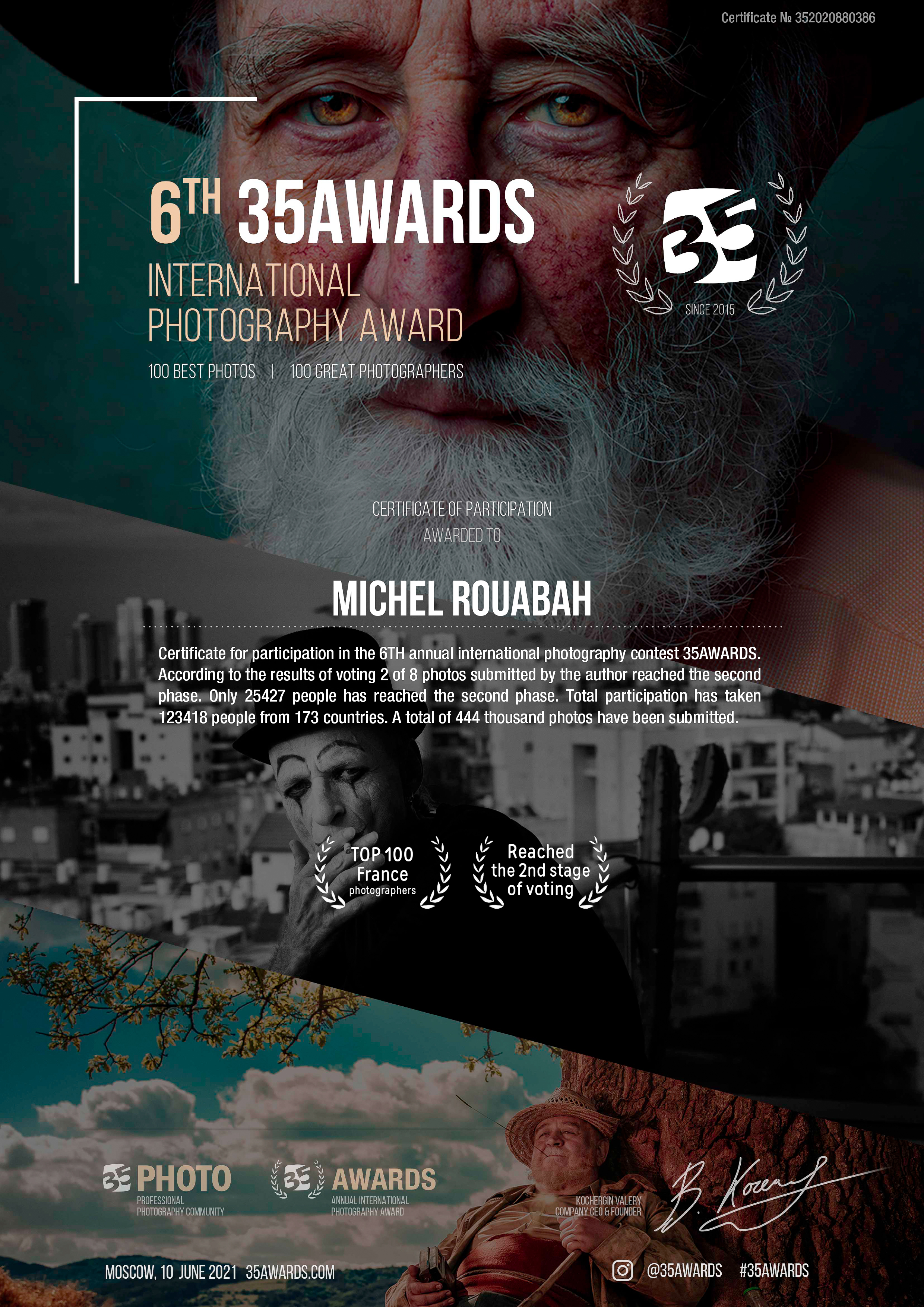 Michel Rouabah 6th 35Awards 2020 Top 100 France deuxième phase