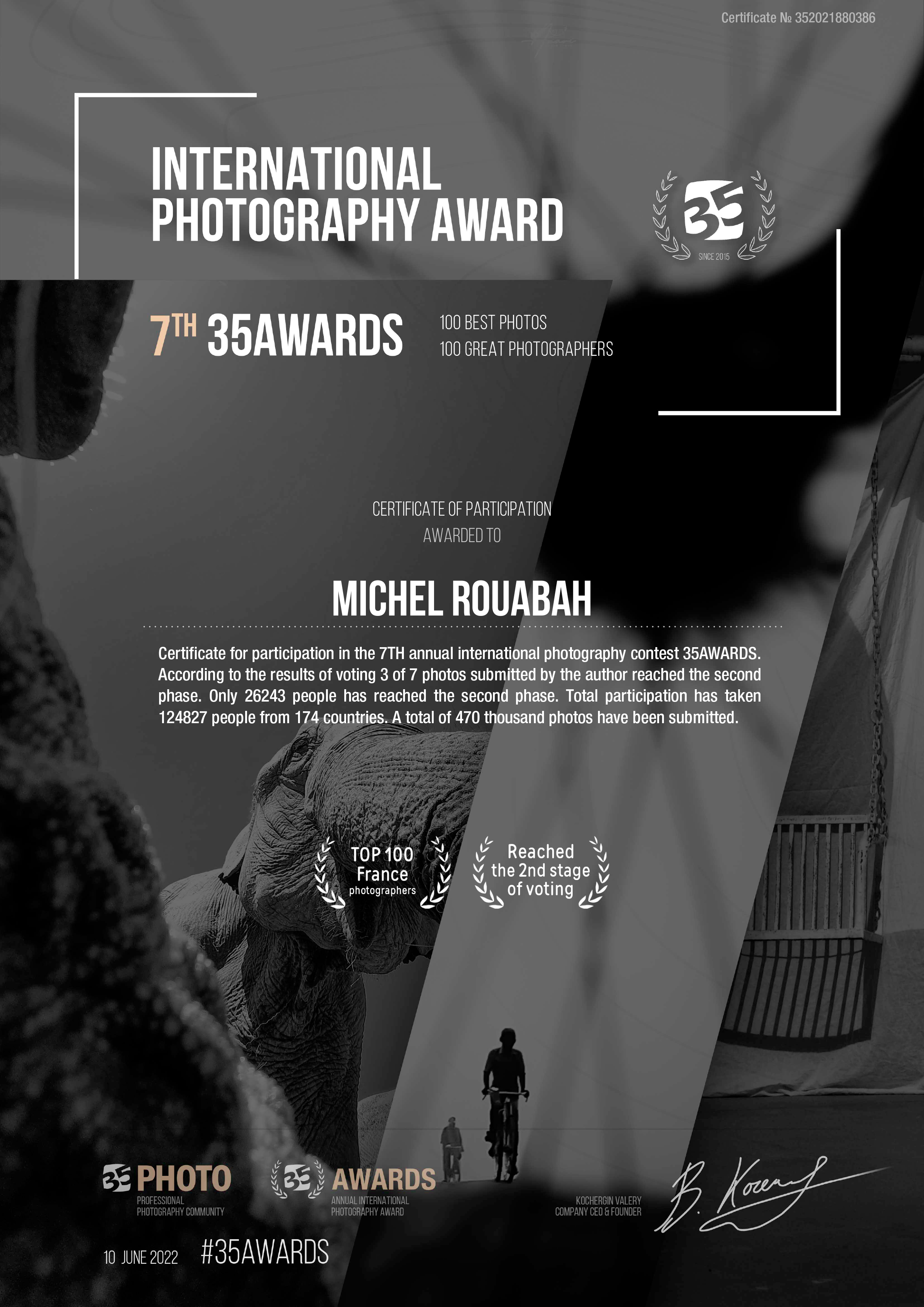 Michel Rouabah 7th 35Awards 2021 Top 100 France deuxième phase