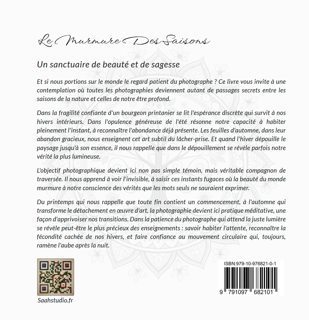 Texte de présentation au dos du livre "Le Murmure des Saisons"